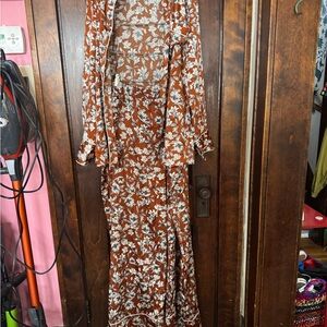 La Ligne Rust and White Floral Pajama Set